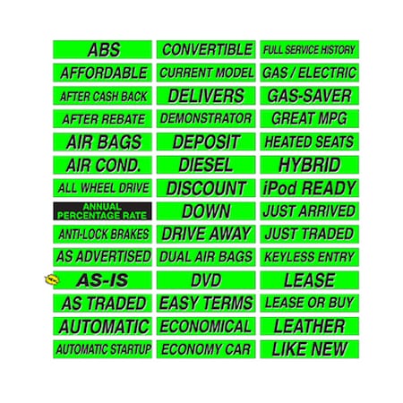 15 Chartreuse Adhesive Windshield Slogans: 6-Cylinder Pk